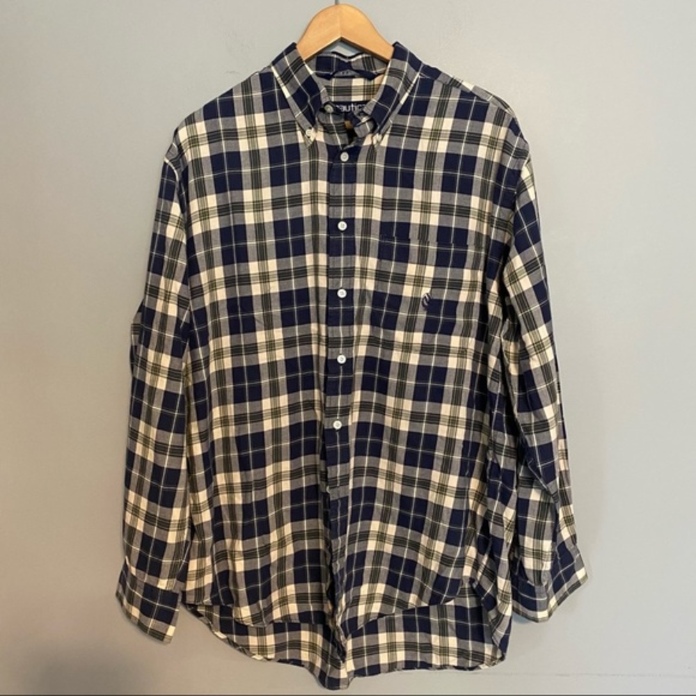 NAUTICA plaid button down dress shirt